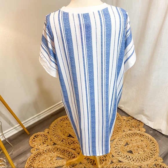 NWT Denim Striped Batwing Sleeve Dress - Picture 8 of 12